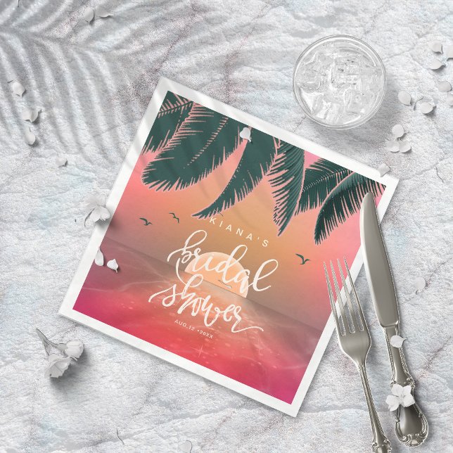 Serviette En Papier Isle tropicale Sunrise Fête des mariées rose ID581 (Créateur téléchargé)