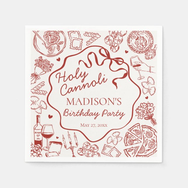 Serviette En Papier Italian Pasta Holy Cannoli Birthday Party (Devant)