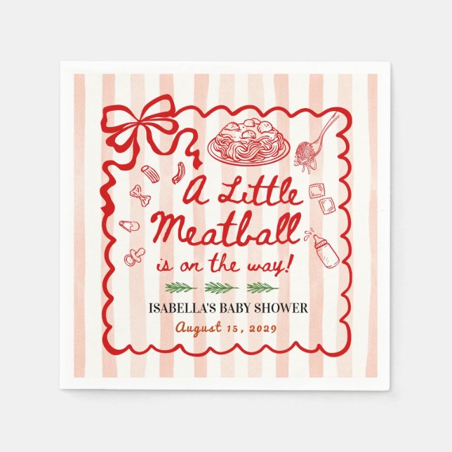 Serviette En Papier Italian Theme Baby Shower Red Bow (Devant)