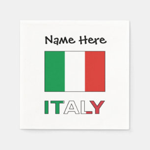 Serviette En Papier Italie et drapeau italien avec votre nom