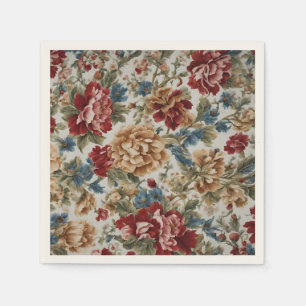 Serviette En Papier Italien Elegant Rouge et Rose d'or