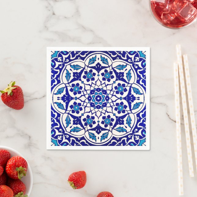 Serviette En Papier Italien Turc Iznik Indigo Party Table (En situation)