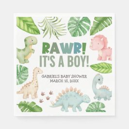 Serviette En Papier It's a Boy Dinosaur Baby Shower