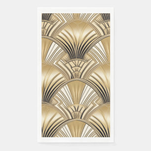 Serviette En Papier ivoire d'or motif Art déco