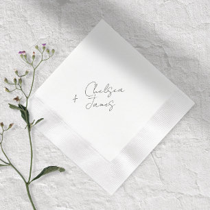 Serviette En Papier Ivoire Faire-part de mariage minimaliste de scri