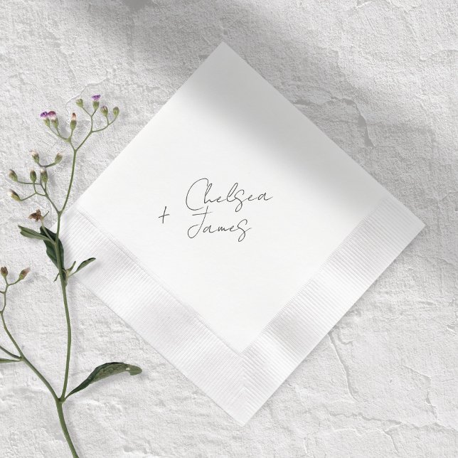 Serviette En Papier Ivoire | Faire-part de mariage minimaliste de scri (Créateur téléchargé)