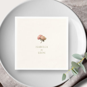 Serviette En Papier Ivoire Mariage Rose chic