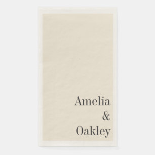 Serviette En Papier Ivoire minimaliste Écru noir Élégant mariage perso