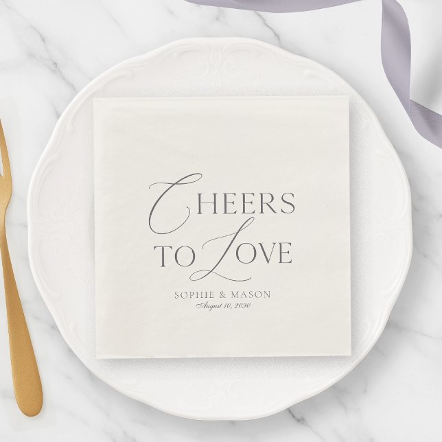 Serviette En Papier Ivory “Cheers to Love” Wedding (Créateur téléchargé)