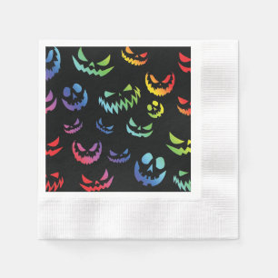 Serviette En Papier Jack-o'-lantern face Citrouille noir et blanc