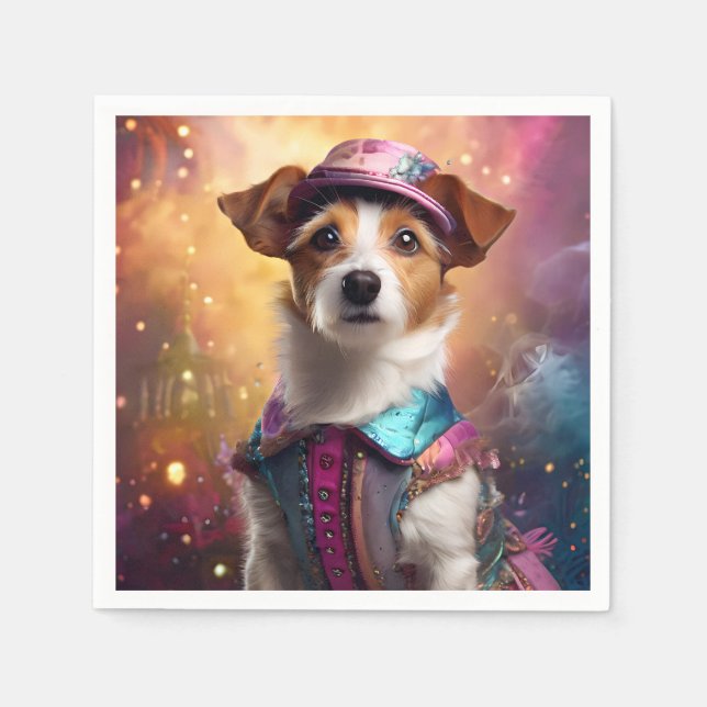 Serviette En Papier Jack Russell en costume vibrant (Devant)