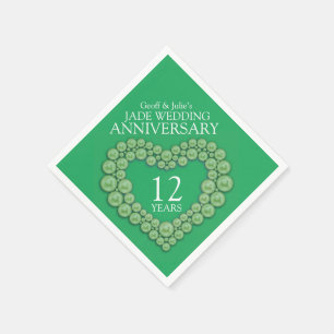 Serviette En Papier Jade 12e Mariage Anniversaire de coeur serviettes