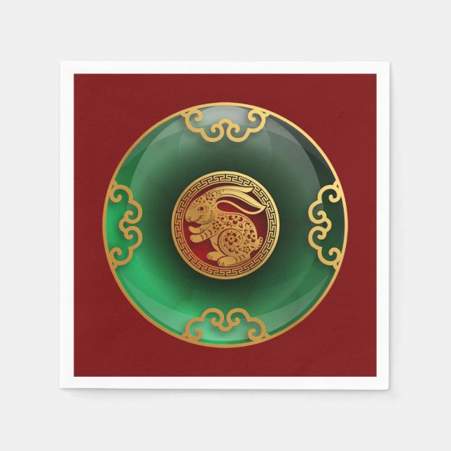 Serviette En Papier Jade Nouvel An chinois des serviettes de lapin (Devant)