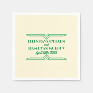 Serviette En Papier Jade on Beige Mariage Cocktail 1920