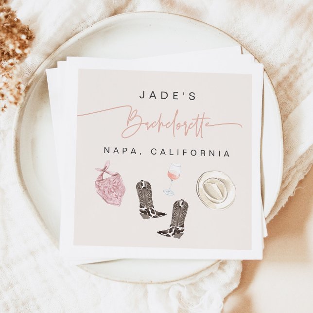 Serviette En Papier JADE Wine Cowgirl Pays Bachelorette Itinéraire (Créateur téléchargé)