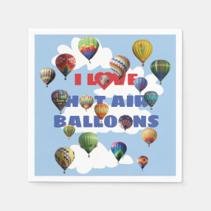 Serviette En Papier J'adore les ballons à air chaud avec des nuages de