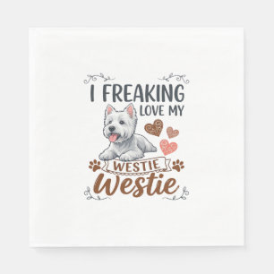 Serviette En Papier J'adore les coeurs de pattes de chien Westie_1