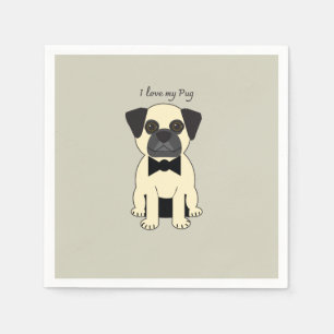 Serviette En Papier J'adore mon Pug