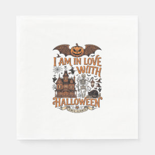 Serviette En Papier J'aime Halloween Maison Hantée Squelette Citrouill