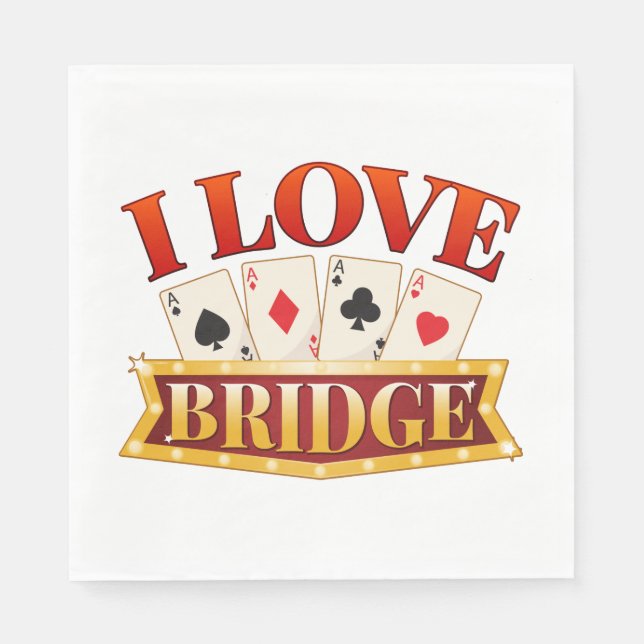 Serviette En Papier J'aime Joueur de carte de pont (Devant)