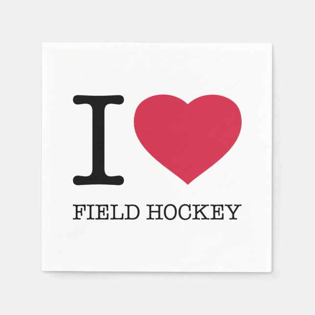 SERVIETTE EN PAPIER J'AIME LE HOCKEY SUR LE TERRAIN (Devant)