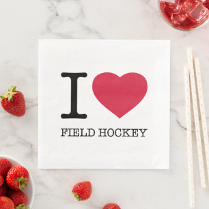 SERVIETTE EN PAPIER J'AIME LE HOCKEY SUR LE TERRAIN