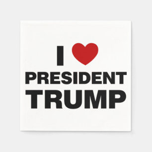 Serviette En Papier J'aime le président Trump Heart