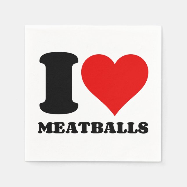 SERVIETTE EN PAPIER J'AIME LES MEATBALLES (Devant)