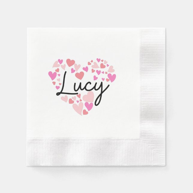 Serviette En Papier J'aime Lucy (Devant)