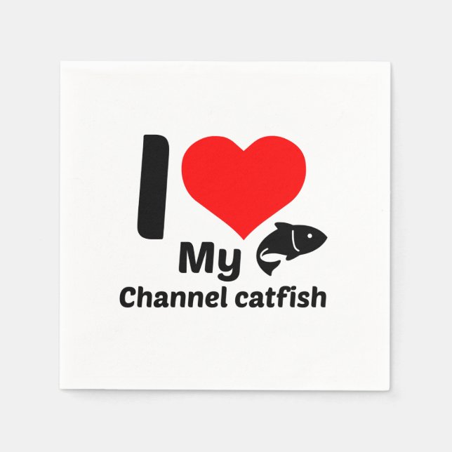 Serviette En Papier J'aime ma poisson de la Manche (Devant)