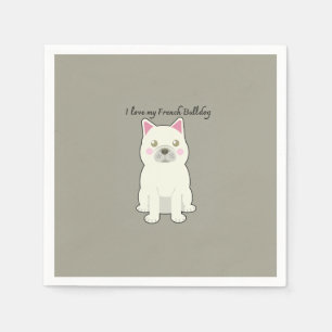 Serviette En Papier J'aime mon Bouledogue Français