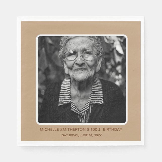 Serviette En Papier Jalon Neutre 100e anniversaire Photo (Devant)