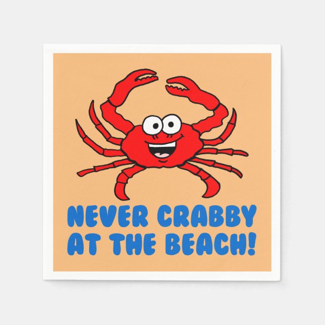 Serviette En Papier Jamais De Crabby À La Plage (Devant)