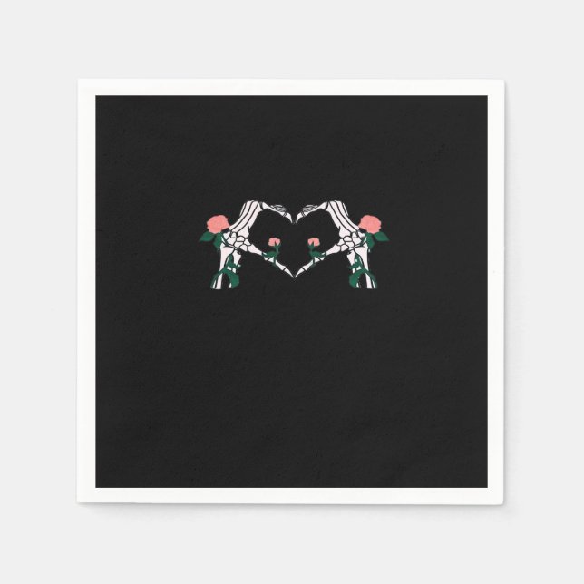 Serviette En Papier Jamais Wilts - Squelette Mains Roses (Devant)