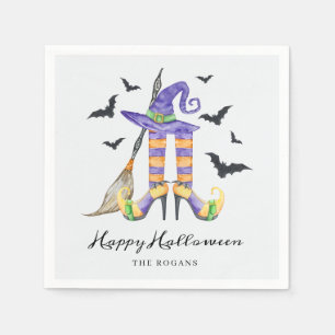 Serviette En Papier Jambes de sorcière d'Halloween et Casquette