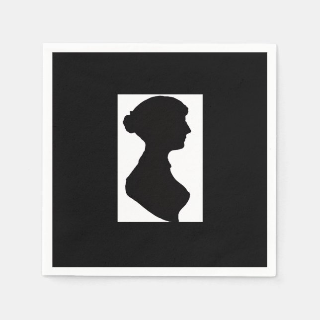 Serviette En Papier Jane Austen's Silhouette on Black (Devant)