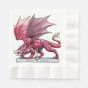 Serviette En Papier Janvier Birthstone Dragon - Garnet