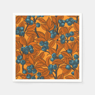 Serviette En Papier Jardin aux bleuets, bleu et orange