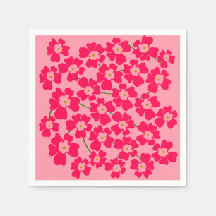 Serviette En Papier Jardin aux fleurs d'Imaginaire rose magenta