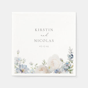 Serviette En Papier Jardin bleu Dusty Mariage Floral