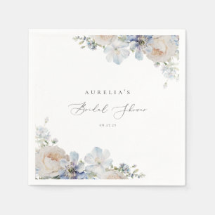 Serviette En Papier Jardin bleu poussiéreux Fête des mariées fleurie