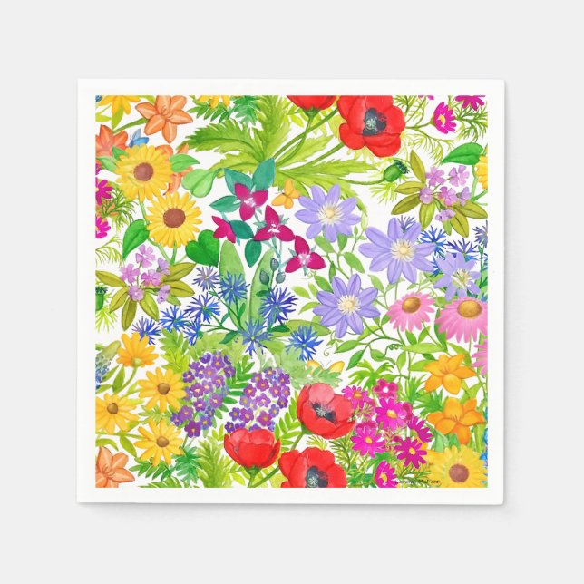 Serviette En Papier Jardin botanique Floral Fleurs Papier serviettes (Devant)