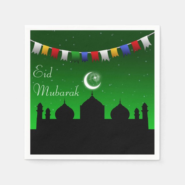 Serviette En Papier Jardin coloré de l'Aïd Moubarak (Devant)