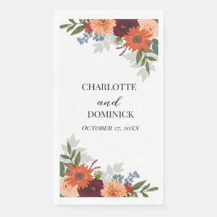 Serviette En Papier Jardin d'automne de Bourgogne Mariage floral