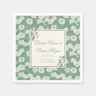 Serviette En Papier Jardin de Chinoiserie Vert Sauge