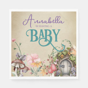 Serviette En Papier Jardin de Fée de Forêt Enchantée sur Parchemin Fad