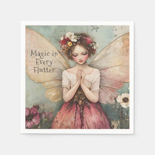 Serviette En Papier Jardin de fleur fantaisie magique personnalisée (Devant)