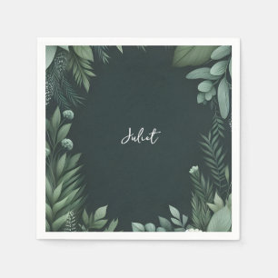 Serviette En Papier Jardin de la Nature Plante Vert Foncé Mariage Show