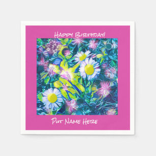Serviette En Papier Jardin de l'amour Fleurs sauvages Anniversaire ser