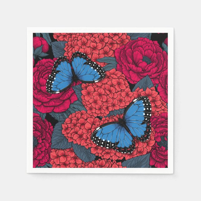 Serviette En Papier Jardin de morpho bleu (Devant)
